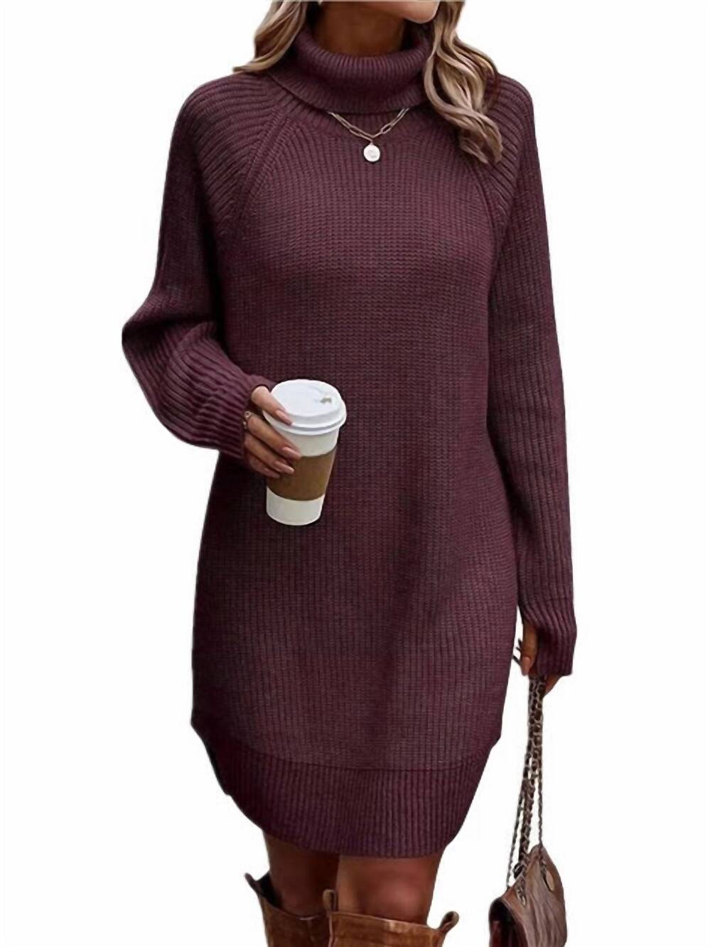 NEW WHOLESALESIR high neck sweater dress in red